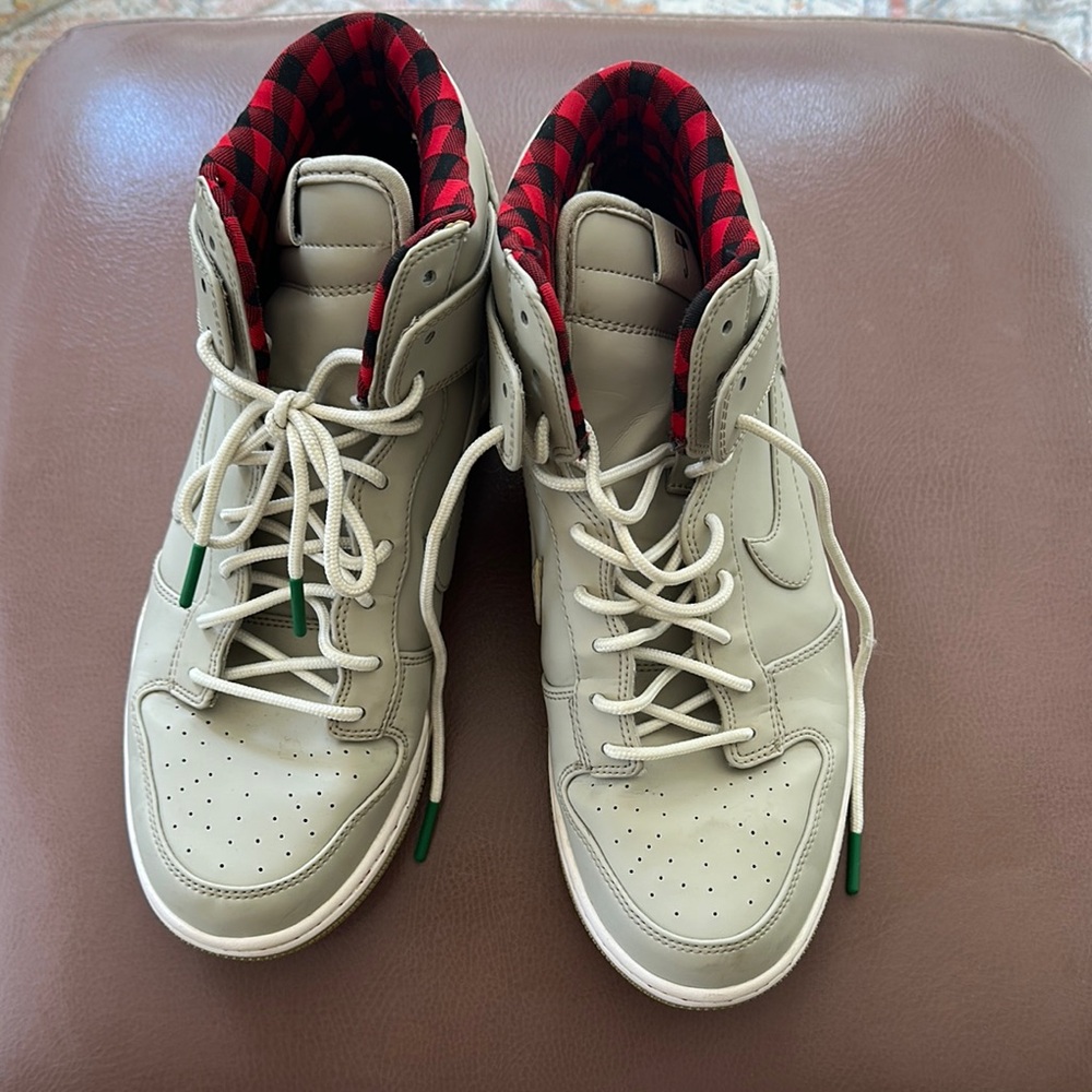 Nike Cream and Red High-Top Sneakers